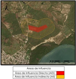 Polígono del área de influencia directa resaltado sobre la base cartográfica.